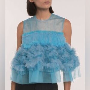 Buckled Open Back Comme Des Garçons Top, NOIR, Small, Blue Tulle